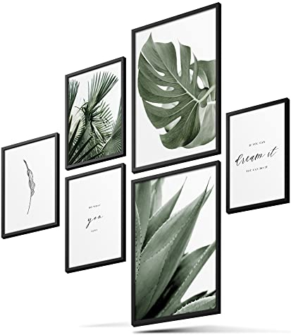 BLCKART Infinity Premium Poster Set MONSTERA Stilvolle Doppelseitige Bilder Wohnzimmer Schlafzimmer | 2x A3 | 4x A4 | ohne Rahmen (MONSTERA GREEN | 6er, Ohne Rahmen)