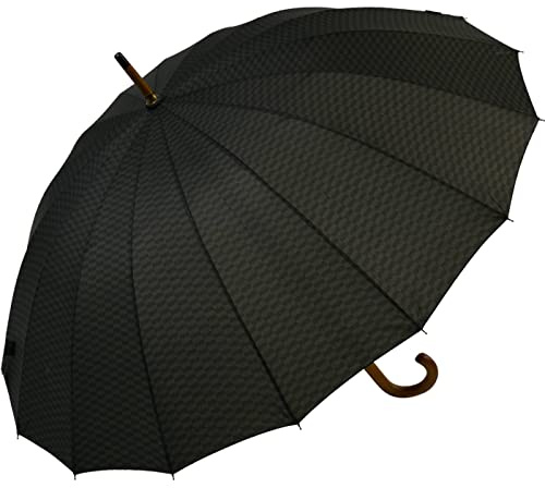 Falcone® 16-teiliger Regenschirm Holzstock sturmfest mit Holzgriff