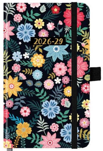 Taschenkalender 2026-2028 - Monatlicher Taschenplaner/Kalender mit Stifthalter, Januar 2026 - Dezember 2028, Innentaschen und 63 Notizseiten, 16,8 x 9,4 cm