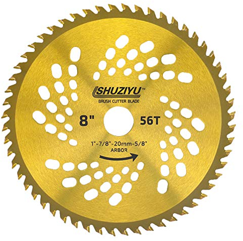 LSHUZIYU, 205mm-56T. Punte in Carburo, Foro Centrale 25.4mm Con Rondella 22.23-20-16mm, Lama per Decespugliatore, Disco per Decespugliatore.