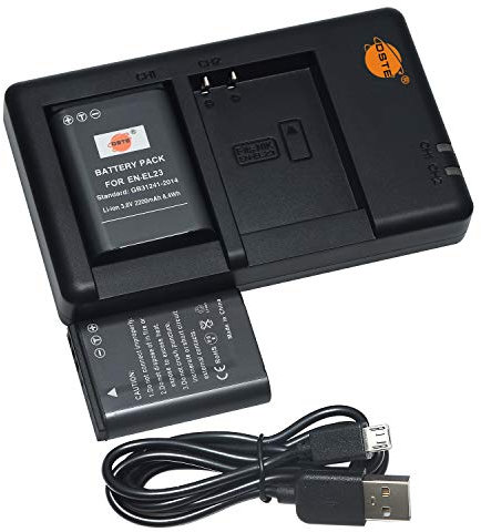 DSTE Lot de 2 batteries EN-EL23 et chargeur micro USB double compatible avec appareil photo numérique Nikon Coolpix P600 S810c P900S