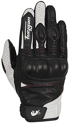 Furygan TD21 Herren Motorradhandschuhe - Handfläche 100% Leder & Perforiert - Sommerhandschuhe - Optimale Belüftung - Mittelhandschutz D3O - Verschiedene Größen, Schwarz-Weiß-Rot
