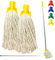 Colour Coded Floor Mop Set – 120cm Long Aluminium Mop Handle and Pack of 2 String Mop Heads Replacement for Domestic and Commercial Cleaning (Yellow)