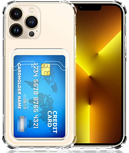 ÁRBOLORO Hülle für iPhone 13 Pro Max mit Kartenfäch Transparent Silikon TPU Handyhülle Ultra Dünn Weiche Stoßfest Flexibel Handy Tasche Bumper Case für iPhone 13 Pro Max