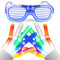 LNCOJOLM LED Glove & Glasses Light Up Toys Party Favor Birthday Festival Costumes Outfit Party Supplies Christmas Stuffer for Kids Boy Girl, Glowing Glasses 3 Modes, Flashing Glove 6 Modes