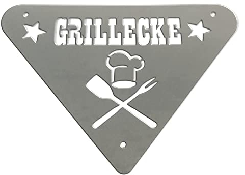 Gartendeko | Schild Grillecke | Grill Schild für Outdoor Küche | Made in Germany Grill Deko (Stahl)