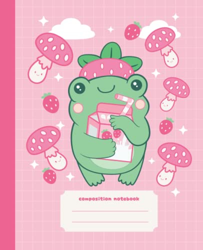 Composition Notebook: Kawaii Strawberry Milk Frog | College Ruled Lined Notebook | Pastel Pink Cute Japanese Cottagecore Aesthetic Journal | Journal ... Girls, Women, Kids, Teens, School, College