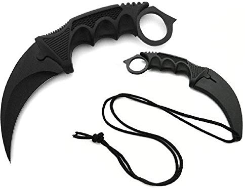 VIKING GEAR PREMIUM Karambit Messer 19 cm CSGO Knife - Tactical Hunter Knive Sammlermesser - Counter Strike Global Offensive Skin - CS:GO Neck Knife Schwarz