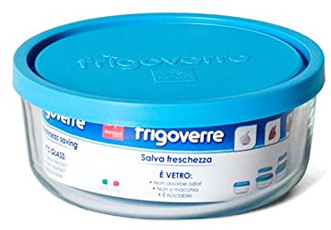 AC - Fiambrera Redondo de Cristal Recipientes para Alimentos de Plástico con Tapa Plástica, Fiambrera Apilable Hermético Recipientes. Apta para Lavavajillas y Microondas. Capacidad 310 CL.