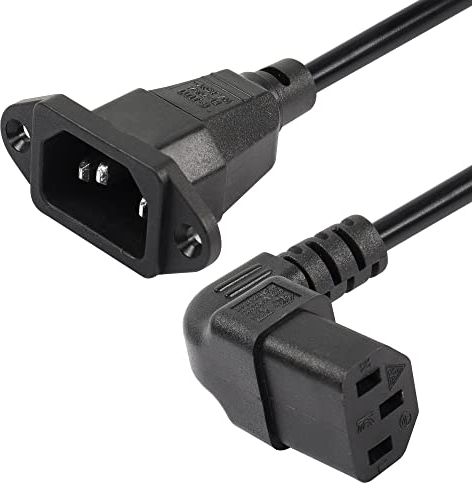 CERRXIAN Cavo di prolunga per alimentazione PDU da C14 a 90 gradi C13 per montaggio a pannello, cavo di alimentazione IEC 320 C14 maschio ad angolo C13 femmina a 3 pin, per monitor-0,3 m/11,8 pollici