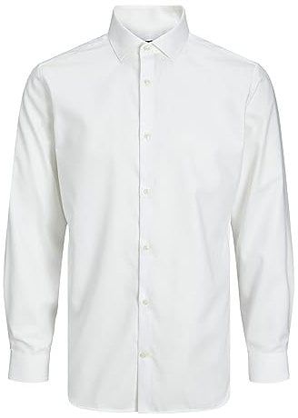 JACK & JONES Homme Jprblaparker L/S Noos T-Shirt Chemise, Blanc/Coupe : Slim Fit., M EU