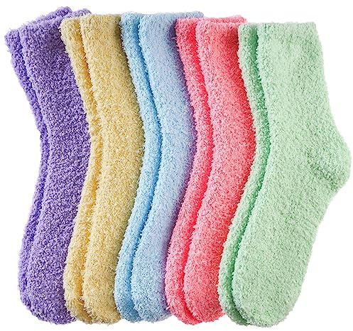 Josnown Kuschelsocken Damen, 5 Paar Weiche Flauschige Socken, Gemütlich Winter Warme Dicke Bettsocken Haussocken - Kein Vergossenes Flaum, Geschenk für frauen, Gr.35-41