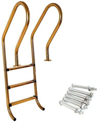 HOBIRD Pool Ladder 3‑Step, 304 Stainless Steel Non-slip Pool Pedal, Swimming Pool Steps Ladder for Indoor and Outdoor (Gold Colour)