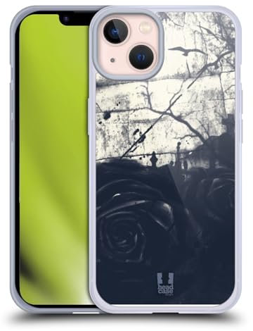 Head Case Designs Rosa Oscura Gotas de Flores Caso Funda de Gel Suave Compatible con Apple iPhone 13