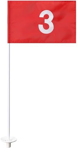 Golf Flags for Yard 6 FT, Golf Flagstick for Putting Green, Golf Hole Flag Pole for Backyard Golf, Golf Pin Flag Stick with Red Flag #3 for Golf Course
