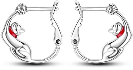 NARMO 925 Sterling Silber Ohrringe für Frauen Nette Katze Hypoallergene Ohrringe