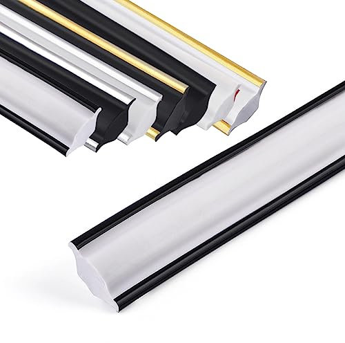 Jackfru Deckenleisten Selbstklebend 5M, Zierleiste Wall Trim, Wandkanten Caulk Strip, Fliesenkanten, Deckenkanten, Zierleisten für Wandübergänge (Weiß mit Schwarz 18x10.5mm)