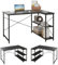 COSTWAY Scrivania Angolare 120 CM, Scrivania per Computer ad Angolo con 2 Ripiani, Scrivania Ufficio Reversibile Moderna con Design Salvaspazio, 120 x 88 x 74,5 cm (Nero)