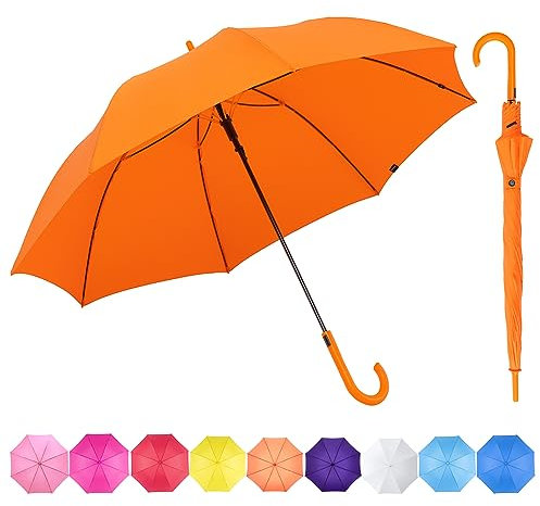 BP SUNNY - Paraguas para mujer, elegante y resistente, apertura automática de un botón, ligera, protección UV UPF 50+, impermeable, arco 130 cm, 450 g, naranja, large