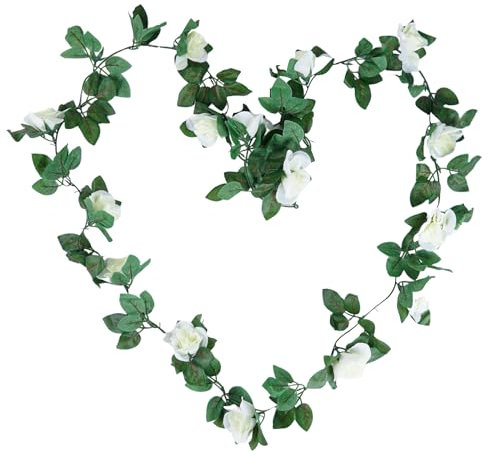 VaryFloral 6 Pièces Guirlande Fleurs Artificielles 43Ft Guirlande Fleurs Rose Blanche Guirlande Mariage Fleur Artificielle Deco Réaliste Fausse Fleur Guirlande Jardin Mariage Arche Voiture Décor