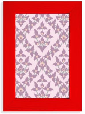 Marco de fotos de color lila con flores clásicas decorativas y rojas