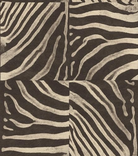 Rasch Tapete 811414 - Vliestapete mit Zebra Muster in Braun, Animal Print - 10,05m x 0,53m (LxB)