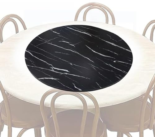 Runder Drehteller,großer drehbarer Esstisch,Drehteller aus Holz,360° stabil drehbare Servierplatte,für Hotelküchen-Tischplatte (Farbe: Schwarze Streifen,Größe: 70 cm (28 Zoll))
