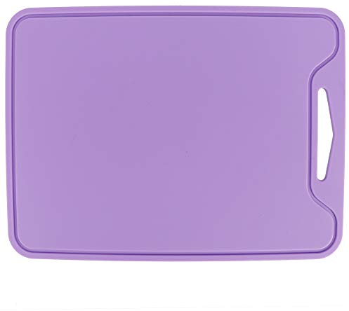 Purple Chopping Board, Multipurpose Anti-Slip Cutting Board Food Grade Non Slip Silicone Chopping Board Mat, Easy Clean and Dishwasher Safe with Handle