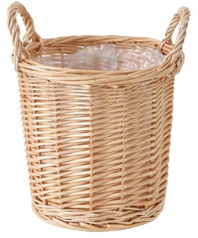 LONGERO Maceta hecha a mano, cesta de mimbre tejida a mano (sauce amarillo)