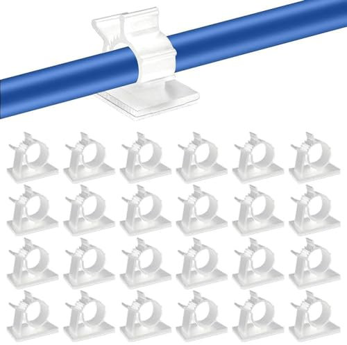 Viaky 60 PCS Cable Clips, Self-Adhesive Wire Organisers, Reusable Adjustable Sticky Cable Tidy Clips Wire Management Holder for Car, Homes, Under Desk, Offices, White