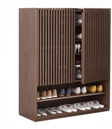 Schuhregal 45 H hoher Sideboard-Aufbewahrungsschrank, Schuhschrank aus Holz mit 2 Türen im Eingangsbereich und verstellbaren Regalen, for das Esszimmer im Flur, Walnussfarbe Schuhschrank (Size : 80c