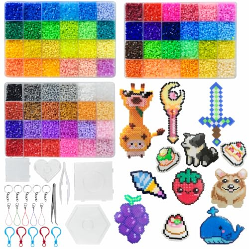 Fuse Beads Kit - 39000 Pcs Iron Beads Set, 72 colors 2.6mm Beads, Art Crafts Set for Kids Ages 9+, Girls Boys Gift Age 9 10 11 12 13 14 Years Old Easter Christmas Birthday Present.