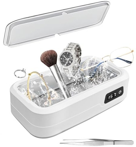 Ultraschallreiniger, 49KHz Ultraschall-Brillenreiniger, 640ml Ultraschallreinigungsgerät mit LED-Digitalanzeige, 4-Stufen-TimerReinigungsgerät für Brillen, Schmuck, Zahnersatz, Uhren