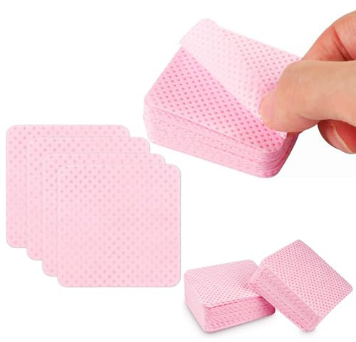 300 Pcs Lint Free Wipes for Nails Lint Free Polish Pads Absorbent Remover Wipes Polish Remover Cotton Pads for DIY Nail Art (Pink)