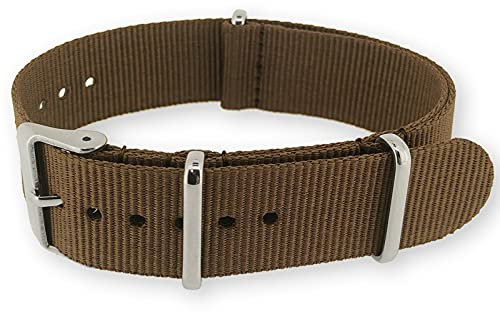 Natos.com - Braunes NATO Uhrenarmband G10 Military Nylon Strap - 18 mm