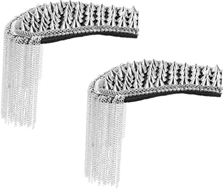 LIFKOME 2st Nieten Schulterklappen Schulterpolster Kostüm Quasten Einheitliche Schulterklappen Anzug Schulterklappen Punk-epaulette Schulterklappen Abzeichen Goldene Quaste