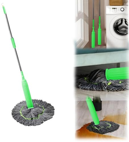 Mocio disidratato 2 in 1, mocio a torsione auto-strizzante per la pulizia dei pavimenti, mocio a torsione, mocio auto-strizzante, mocio rotondo per la pulizia delle pareti con rotazione a 360 gradi,