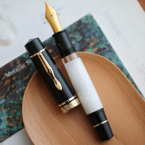 erofa Majohn P139 NO.8 Fine Nib Piston Fountain Pen with Box, Brass Piston System Large Capacity Writing Pen