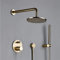 WYUYIW Regendusche, wandmontiertes Duscharmatur-Set für Badezimmer mit rundem Regenduschkopf und Handbrause-Set, gebürstetes Gold (A 8 Zoll)