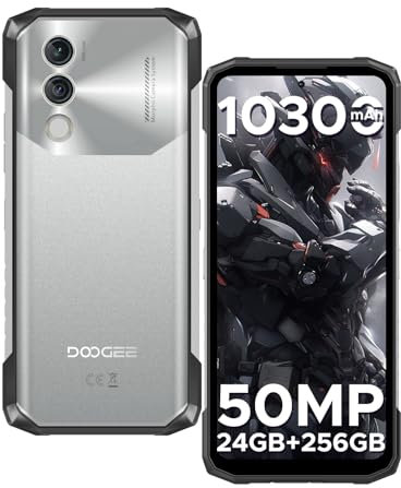DOOGEE Blade10 Power Outdoor Handy Ohne Vertrag Android 14-10300mAh, 24GB+256GB/TF 2TB Outdoor Smartphone Wasserdicht, 50MP AI Kamera, 6.6 Zoll baustellenhandy, Drei Kartenfächer/ IP68/NFC/GPS/Face ID