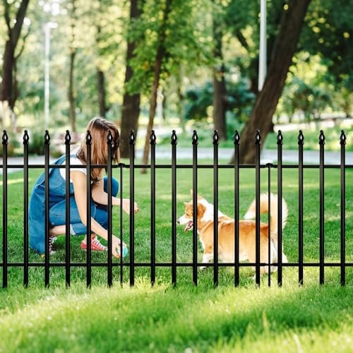 ARIFARO Recinzione Decorativa da Giardino in Metallo, 61cm di Altezza x 61cm di Larghezza, Confezione da 5, Barriera per Animali Domestici, Recinzione da Giardino per Esterni, Patio, Prato, Cortile