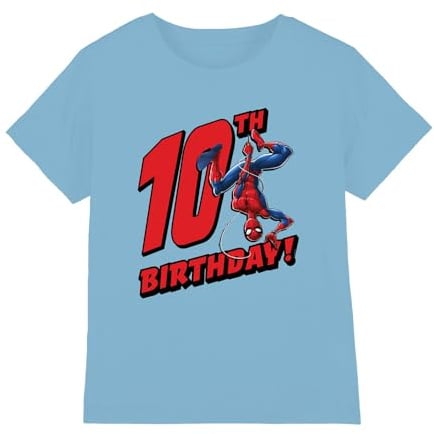 Marvel Boy's Spiderman Birthday 10 Unisex Kids T Shirt T-Shirt