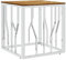 ULUYYUC Moderne Couchtische Beistelltisch Couch Esstisch Coffe Table - Couchtisch Silbern Edelstahl und Massivholz Akazie für Küche Sitzecke Esszimmer Wohnzimmer