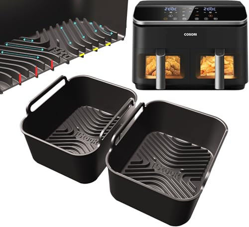 iStock Cosori 8.5L Premium Silicone Liner | 2.5mm Liner Thickness & 15mm High Ridges on Base | 8.5L Silicone Liners | Cosori Air Fryer Liner | 2PCS