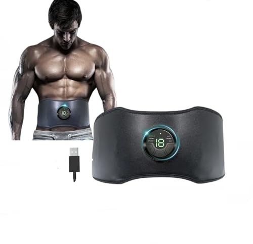 Zilynhom EMS-Muskelstimulationsgürtel 6 Modi,18 Intensitätsstufen,118cm verstellbarer ABS-Trainer zum Abnehmen von Bauch und Unterleib,kabelloser wiederaufladbarer Bauchmuskeltrainer Frauen und Männer