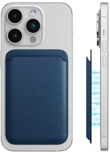 LYQNIHOB 1 Piezas Tarjetero Magnetico, Tarjetero para móvil, Cartera de Cuero Magnética, Cuero Vegano, Tarjetero para iPhone, Wallet Cartera para iPhone, Tarjetero para 2 Tarjetas, azul