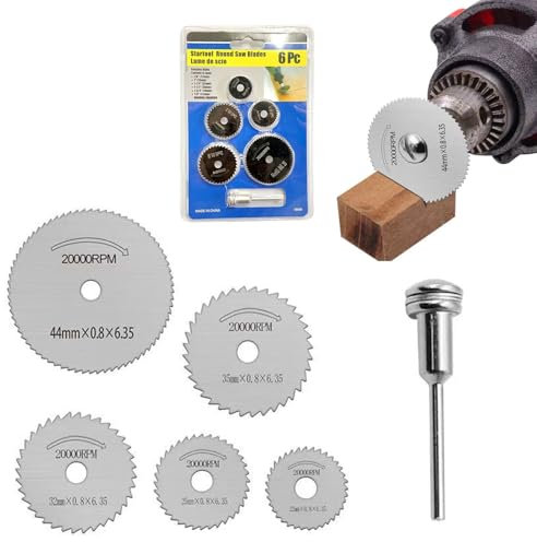 5Pcs Cutting Discs,Rotary Tool Saw disc Blades Set for Drill,mini Circular blade wheel,round cutter diamond attachment with tools joint Shank,Diamond Cutting Wheels for Wood,Plastic, Metal, Stone