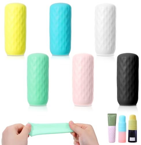 simarro 12 Pack Travels Silicone Bottle Caps, Leak-Proof Elastic Caps, Reusable Travel Bottle Cap, Travels Essentials for Men and Women, Cruise Essentials, Fits Most Travel-Sized Toiletries(12)