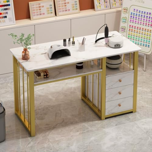 PP-Vic Modern Nail Art Table, Professional Manicure Table for Women, Manicure Table Nail Desk, Nail Art Table with Drawers, Beauty Salon Nail Art Supplies Decorative Workstation,With cabinet
