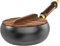 11-inch Hand-Forged uncoated Iron pan with Wooden lid and deep Design, Suitable for high-Temperature Frying, stewing and Cooking, Compatible with Gas stoves and Induction cookers